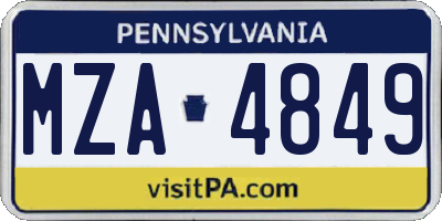 PA license plate MZA4849