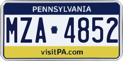 PA license plate MZA4852