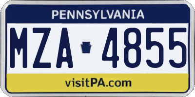 PA license plate MZA4855