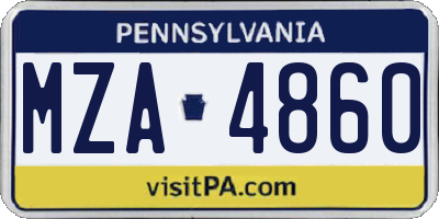 PA license plate MZA4860