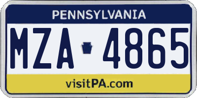 PA license plate MZA4865