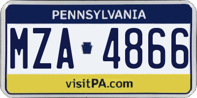 PA license plate MZA4866