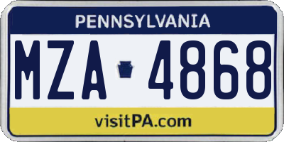 PA license plate MZA4868