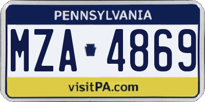PA license plate MZA4869