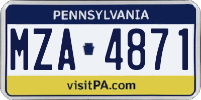 PA license plate MZA4871