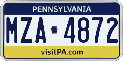 PA license plate MZA4872