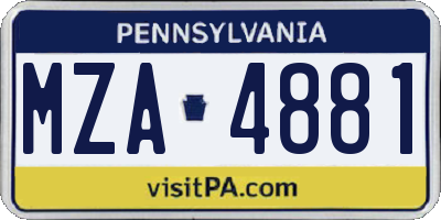 PA license plate MZA4881