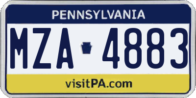 PA license plate MZA4883