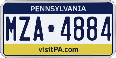 PA license plate MZA4884