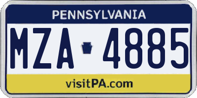 PA license plate MZA4885