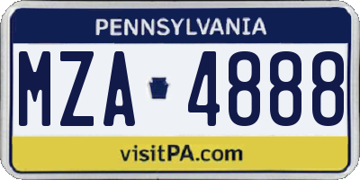 PA license plate MZA4888