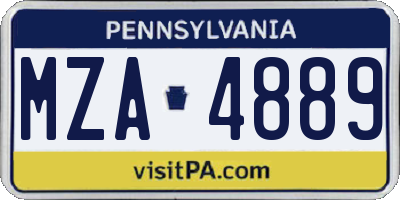 PA license plate MZA4889