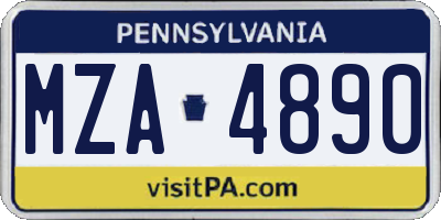 PA license plate MZA4890