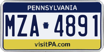 PA license plate MZA4891