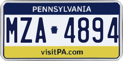PA license plate MZA4894