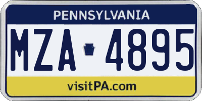 PA license plate MZA4895