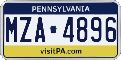 PA license plate MZA4896