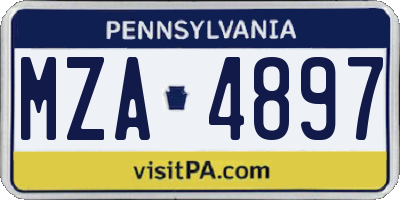 PA license plate MZA4897