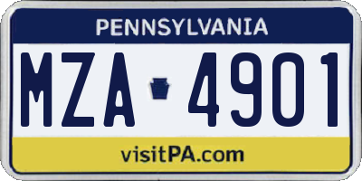 PA license plate MZA4901