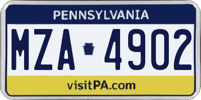 PA license plate MZA4902