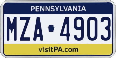 PA license plate MZA4903