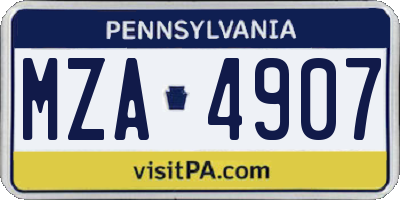PA license plate MZA4907