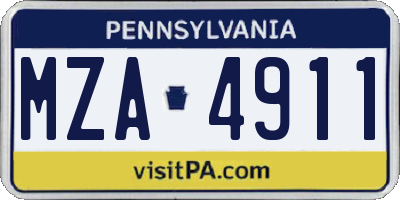 PA license plate MZA4911