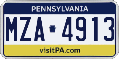 PA license plate MZA4913