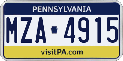 PA license plate MZA4915