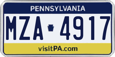 PA license plate MZA4917