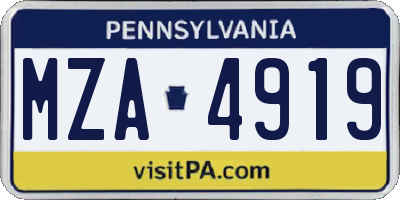 PA license plate MZA4919