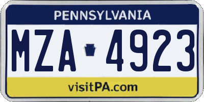 PA license plate MZA4923