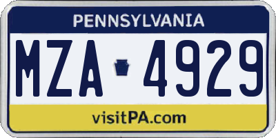 PA license plate MZA4929
