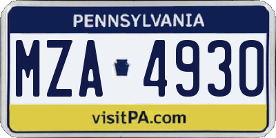 PA license plate MZA4930