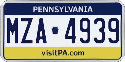 PA license plate MZA4939