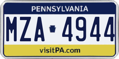 PA license plate MZA4944
