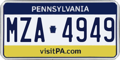 PA license plate MZA4949