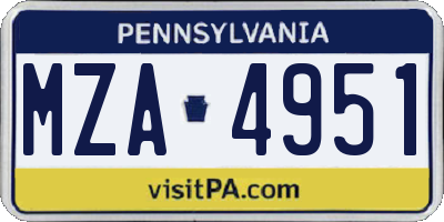 PA license plate MZA4951