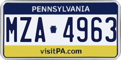 PA license plate MZA4963