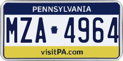 PA license plate MZA4964
