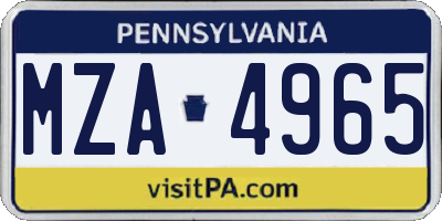 PA license plate MZA4965