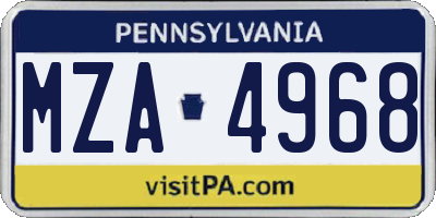 PA license plate MZA4968