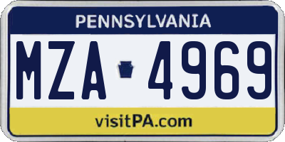 PA license plate MZA4969