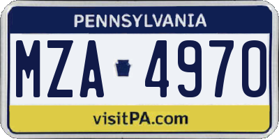 PA license plate MZA4970