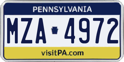 PA license plate MZA4972