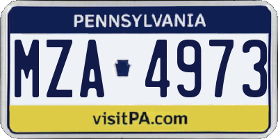 PA license plate MZA4973