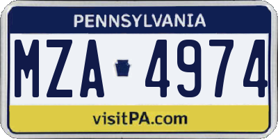 PA license plate MZA4974