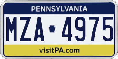 PA license plate MZA4975
