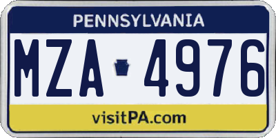 PA license plate MZA4976