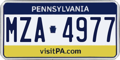 PA license plate MZA4977
